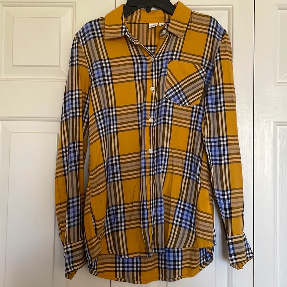 Gap Yellow Plaid Button Down